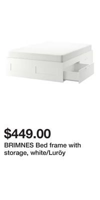 IKEA Brimnes bed frame with storage, white/luröy offer