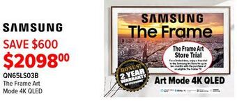 2001 Audio Video Samsung the frame art mode 4k qled offer