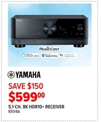 2001 Audio Video Yamaha 5.1-ch. 8k hdr10+ receiver offer