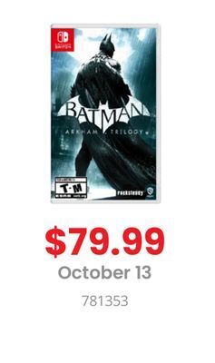 GameStop Nintendo switch batman offer