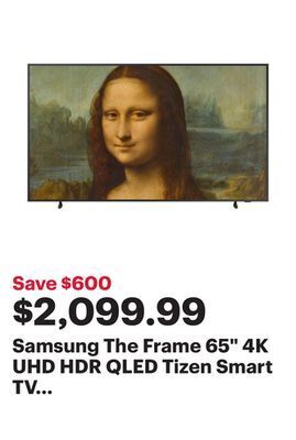 Best Buy Samsung the frame 65 4k uhd hdr qled tizen smart tv (qn65ls03bafxzc) - 2022 - charcoal black offer