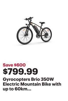 Best Buy Gyrocopters brio 350w electric mountain bike with up to 60km battery range - black - only at best buy offer