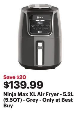Best Buy Ninja max xl air fryer - 5.2l (5.5qt) - grey - only at best buy offer