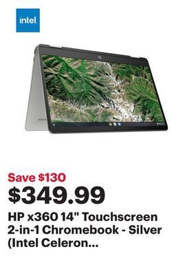 Best Buy Hp x360 14 touchscreen 2-in-1 chromebook - silver (intel celeron n4500/128gb ssd/4gb ram/chrome os) offer