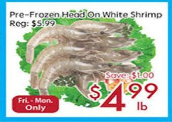 Sunny Food Mart Pre-frozen head on white shrimp offer