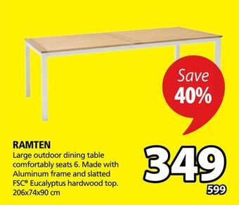JYSK Ramten large outdoor dining table comfortably seats 6 offer