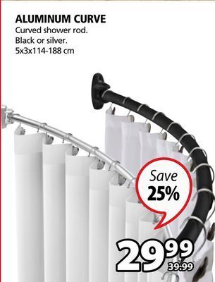 JYSK Aluminum curve curved shower rod offer