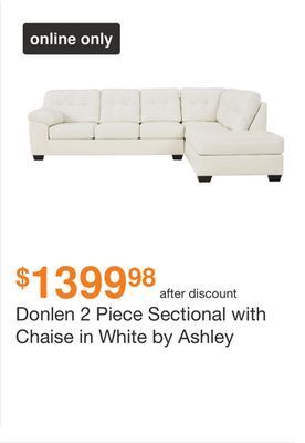 Ashley Furniture Donlen 2 piece sectional with chaise in white by ashley offer