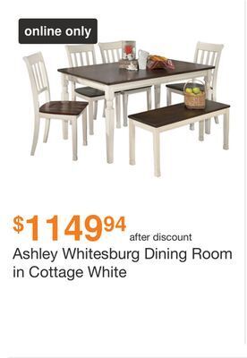 Ashley Furniture Ashley whitesburg dining room in cottage white offer