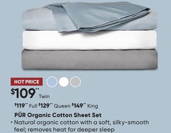 Sleep Country Pür organic cotton sheet set offer