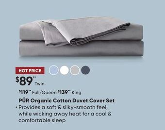 Sleep Country Pür organic cotton duvet cover set offer