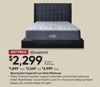 Sleep Country Beautyrest imperial lux gala mattress offer