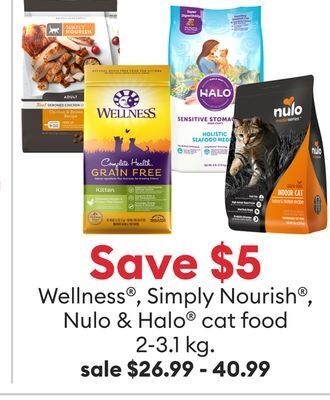 Petsmart Wellness®, simply nourish®, nulo & halo® cat food offer