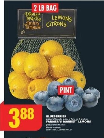 No Frills BLUEBERRIES or FARMER'S MARKET LEMONS offer