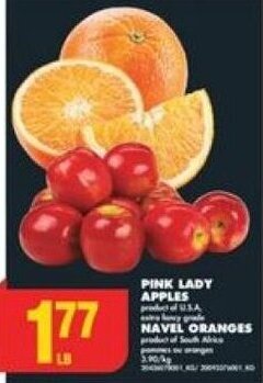 No Frills PINK LADY APPLES or NAVEL ORANGES offer