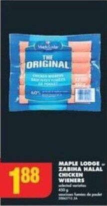 No Frills MAPLE LODGE ZABIHA HALAL CHICKEN WIENERS offer