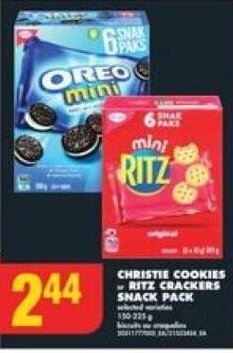 No Frills CHRISTIE COOKIES or RITZ CRACKERS SNACK PACK offer