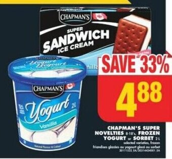 No Frills CHAPMAN'S SUPER NOVELTIES, FROZEN YOGURT or SORBET offer