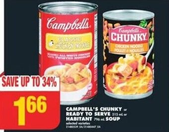 No Frills CAMPBELL'S CHUNKY or READY TO SERVE or HABITANT SOUP offer