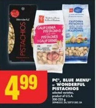 No Frills PC, BLUE MENU or WONDERFUL PISTACHIOS offer