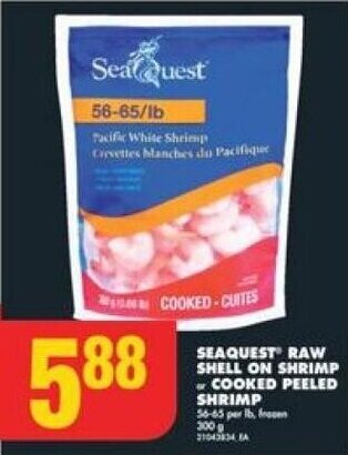 No Frills SEAQUEST RAW SHELL ON SHRIMP or COOKED PEELED SHRIMP offer