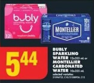 No Frills BUBLY SPARKLING WATER or MONTELLIER CARBONATED WATER offer