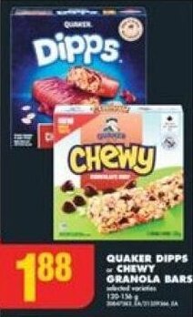 No Frills QUAKER DIPPS or CHEWY GRANOLA BARS offer