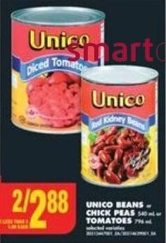 No Frills UNICO BEANS-CHICK PEAS or TOMATOES offer
