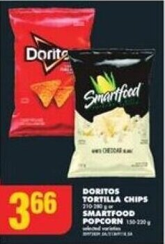 No Frills DORITOS TORTILLA CHIPS or SMARTFOOD POPCORN offer