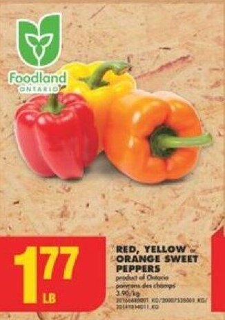 No Frills RED, YELLOW or ORANGE SWEET PEPPERS offer