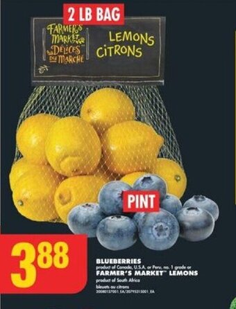 No Frills BLUEBERRIES or FARMER'S MARKET LEMONS offer