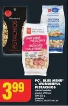 No Frills PC, BLUE MENU or WONDERFUL PISTACHIOS offer