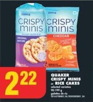 No Frills QUAKER CRISPY MINIS or RICE CAKES offer