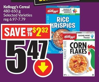 FreshCo Kellogg's Cereal 480-650 g offer