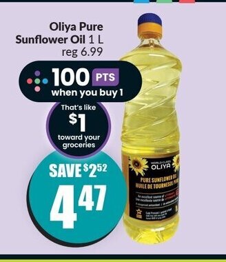 FreshCo Oliya Pure Sunflower Oil 1 L offer