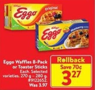 Walmart Eggo Waffles 8-Pack or Toaster Sticks offer