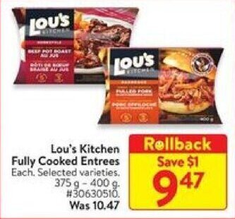 Walmart Lou's Kitchen Fully Cooked Entrees offer