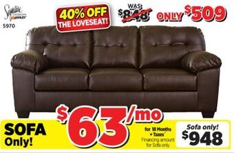 Surplus Furniture Donlen chocolate sofa offer