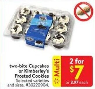 Walmart two-bite Cupcakes or Kimberley's Frosted Cookies offer