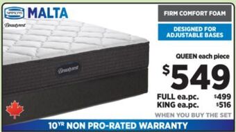 Surplus Furniture Malta queen mattress set offer