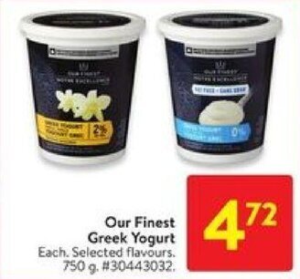 Walmart Our Finest Greek Yogurt offer