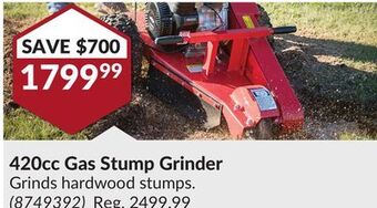 Princess Auto 420cc gas stump grinder offer