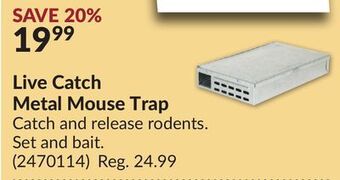 Princess Auto Live catch metal mouse trap offer