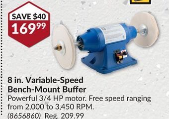 Princess Auto 8 in. variable-speed bench-mount buffer offer