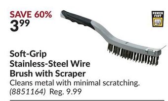 Princess Auto Soft-grip stainless-steel wire brush with scraper offer