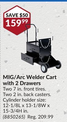 Princess Auto Mig/arc welder cart with 2 drawers offer