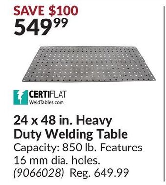 Princess Auto 24 x 48 in. heavy duty welding table offer