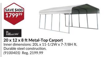 Princess Auto 20 x 12 x 8 ft metal-top carport offer