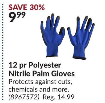 Princess Auto Pr polyester nitrile palm gloves offer