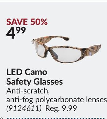Princess Auto Led camo safety glasses offer